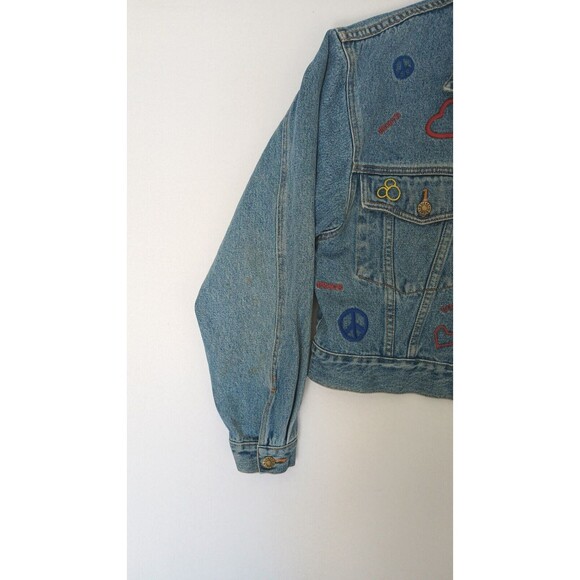Vintage Disney Store Denim Jean Jacket Cropped Embroidered Mickey Mouse X-Large - Picture 3 of 16
